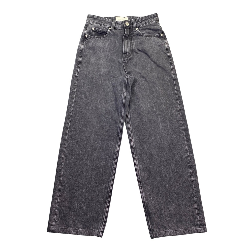Pull&Bear Baggy High Waist Wide Leg Jeans Grey Acid Wash Size 27 Skater Grunge